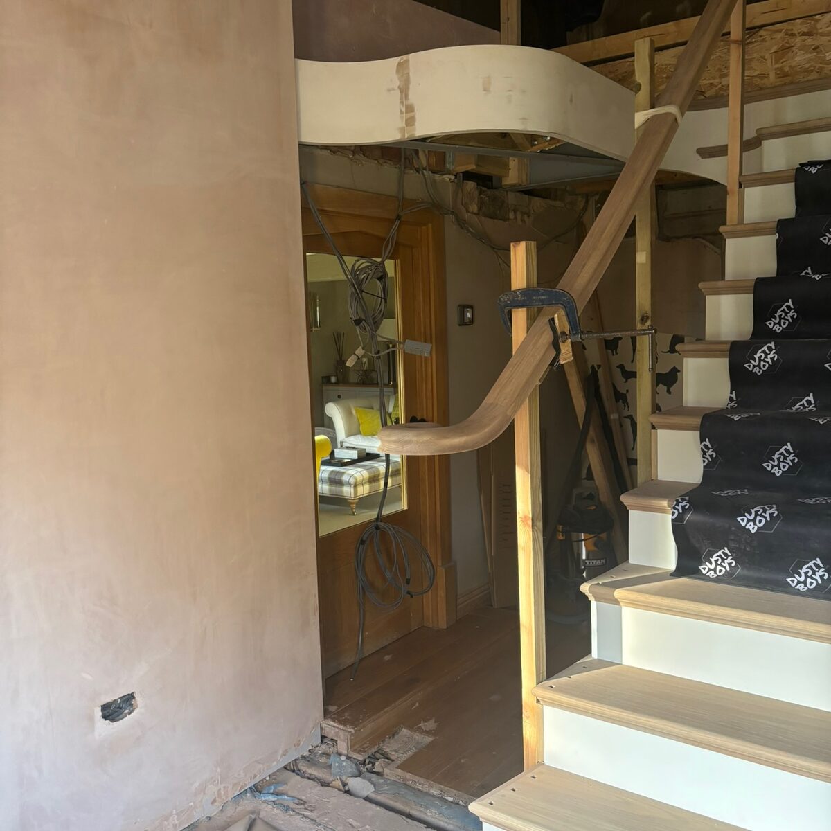 Staircase area during the joinery stage
