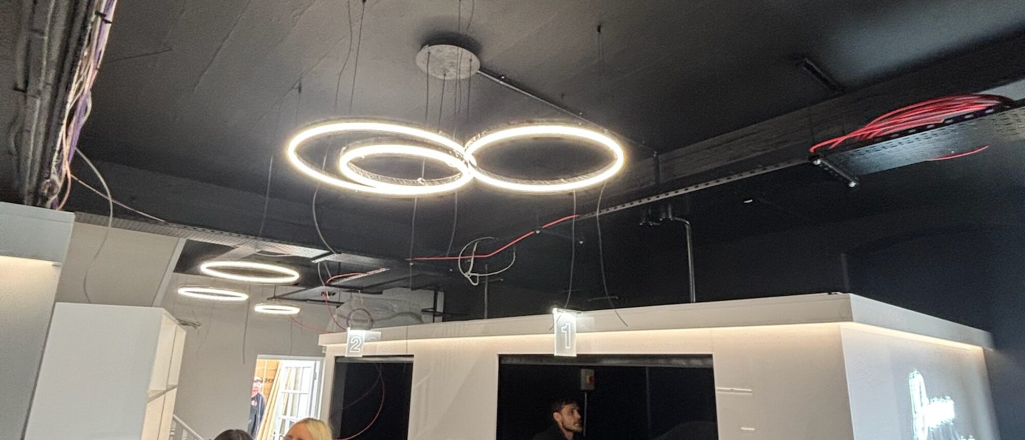 Salon fit-out — power, feature lighting and signage