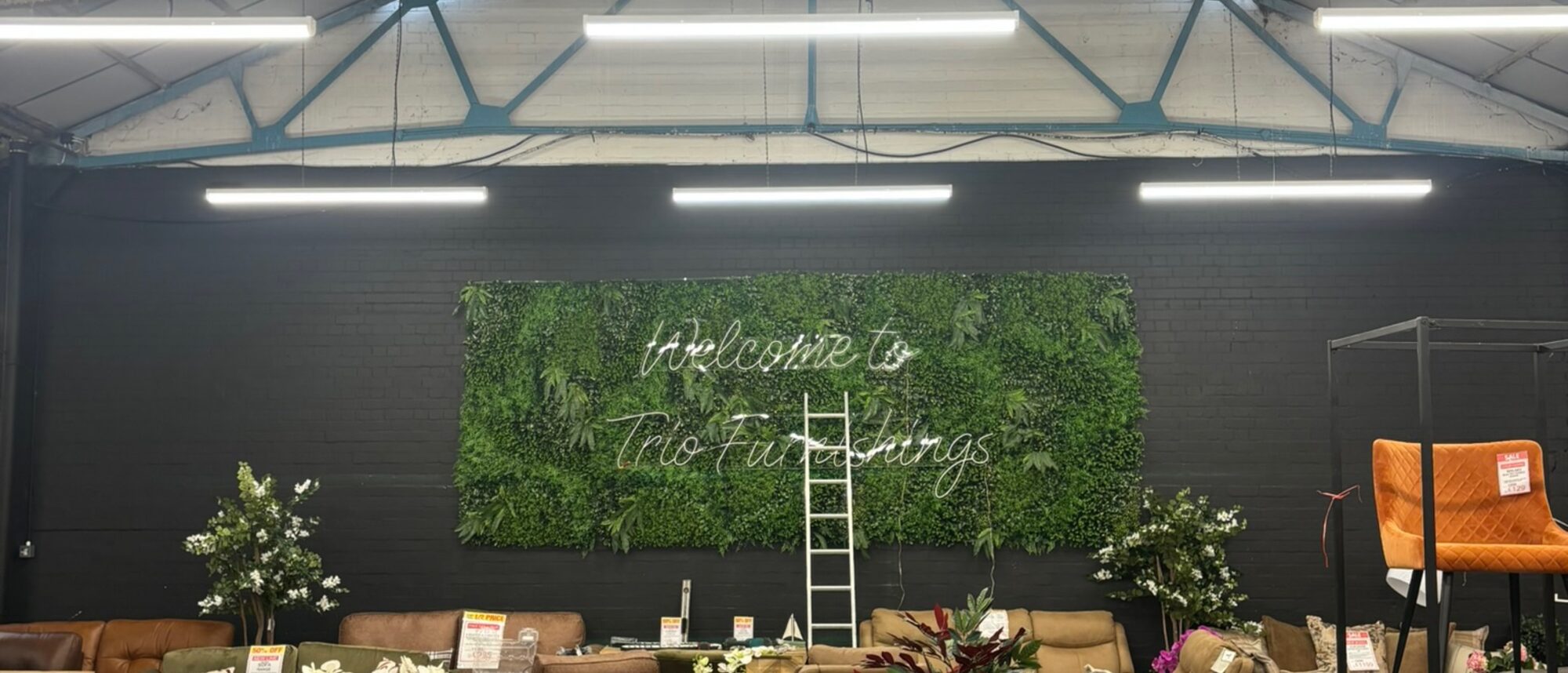 Furniture showroom — LED overhaul and feature wall
