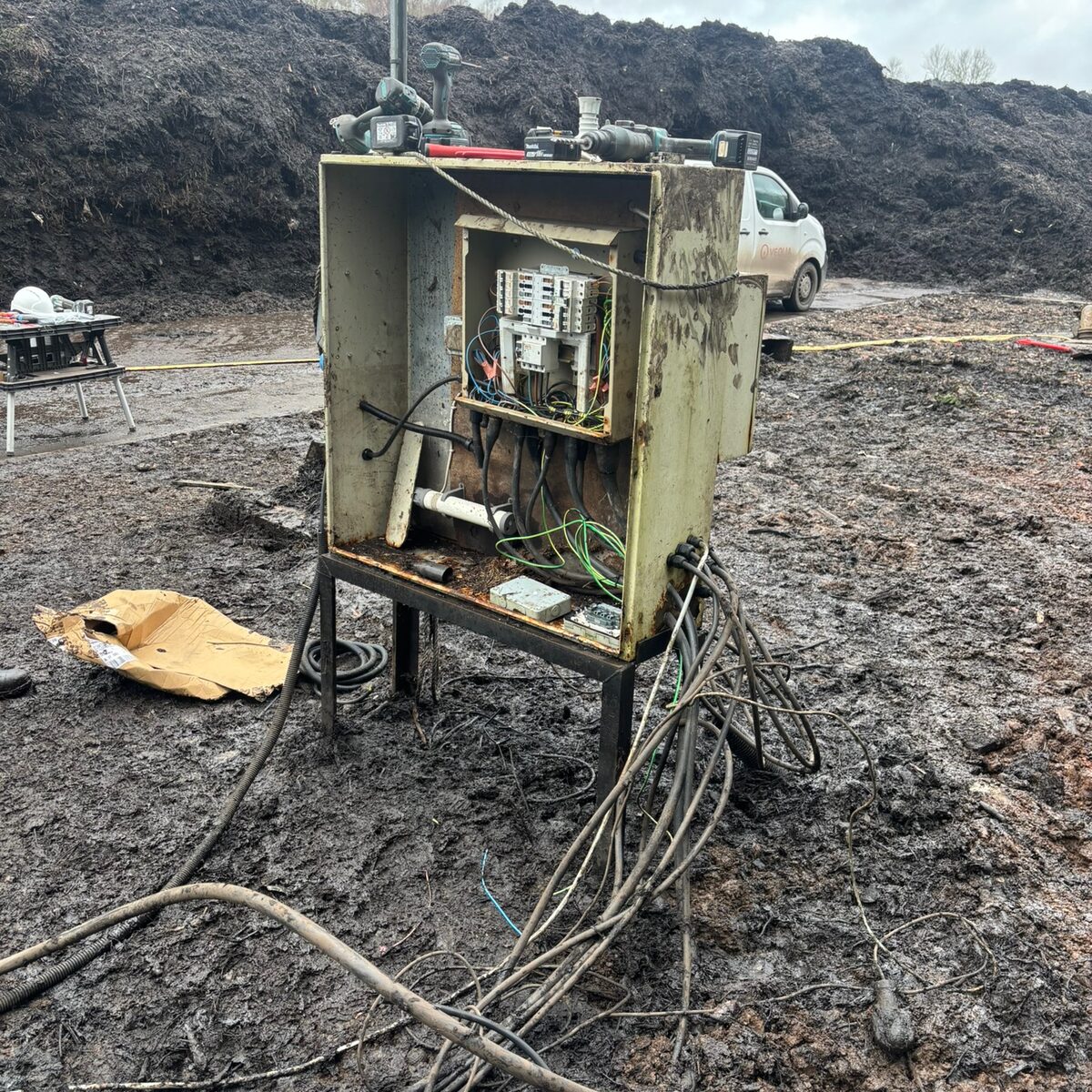 The corroded legacy enclosure before replacement